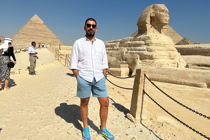 All-in-One Giza Pyramids from inside, Sphinx & Camel ride & Lunch - Stop 3 at the Great Sphinx: Panoramic Photos, Valley Temple Passing, and Camel Ride Fun