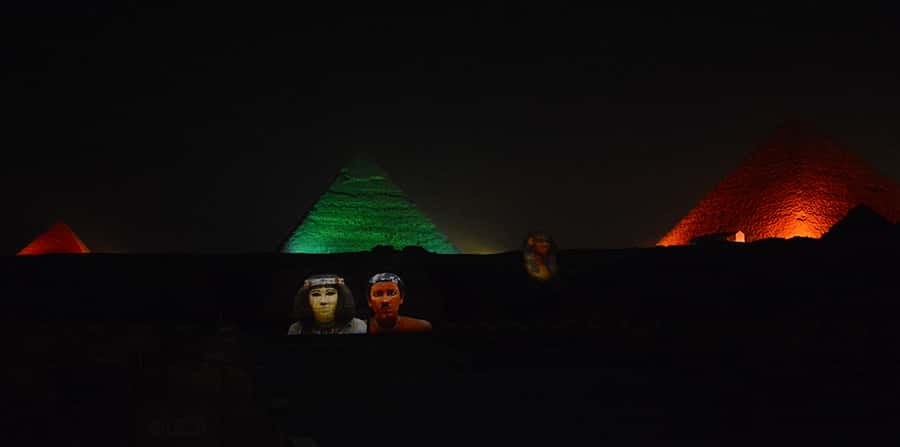 From Cairo: Giza Pyramids Tour with Light Show and Transfer - What You See, Cheops to Mykerinus, in the Colored Lights