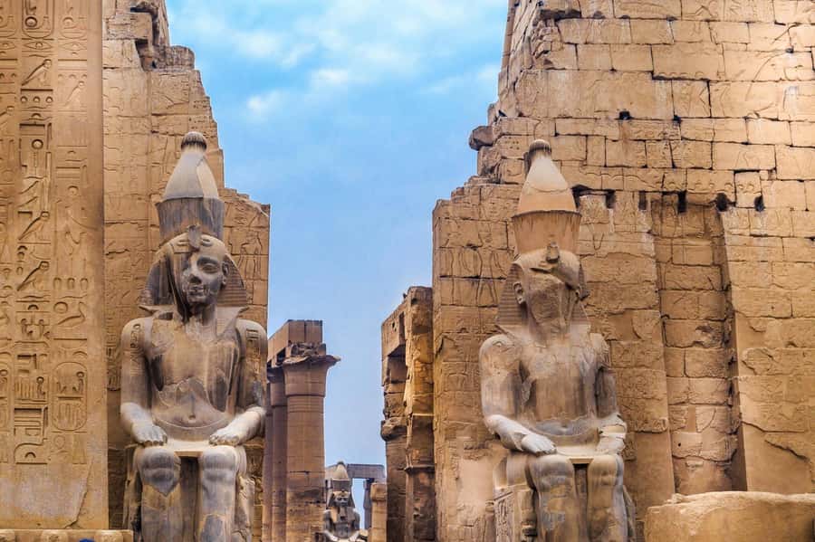 From Cairo: Private All-Inclusive Tour of Luxor by Plane - Luxor Temple courtyard and Ramses the Great statues