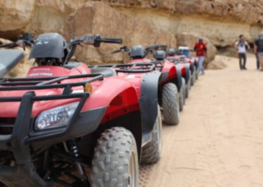 From El Gouna: Dry Canyon Quad Bike Morning Tour - From El Gouna pickup to motor park training: start organized, not scrambled