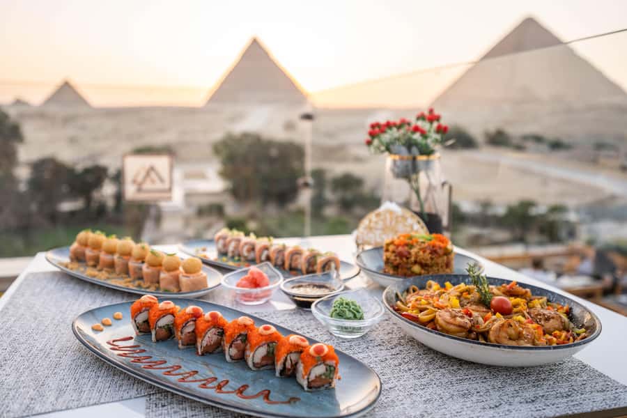 Giza: Dinner with Pyramids All Around You at Rooftop7000 - Live Entertainment Plus Sound and Light Show on Select Nights