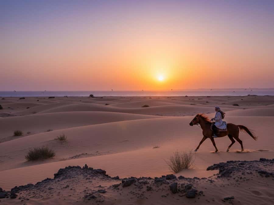 Hurghada: Arabian Desert and Sea Horseback Adventure - Entering the stables: safety briefing, helmets, and horse matching