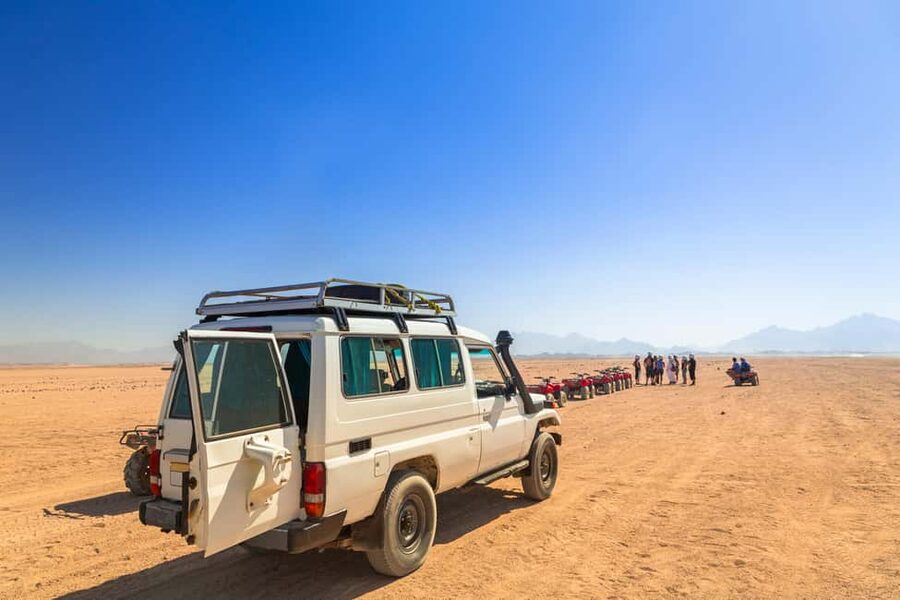 Hurghada: ATV Quad, Jeep and Buggy Safari with BBQ Dinner - From Hotel Pickup to the Sahara in a Shared, Air-Conditioned Jeep