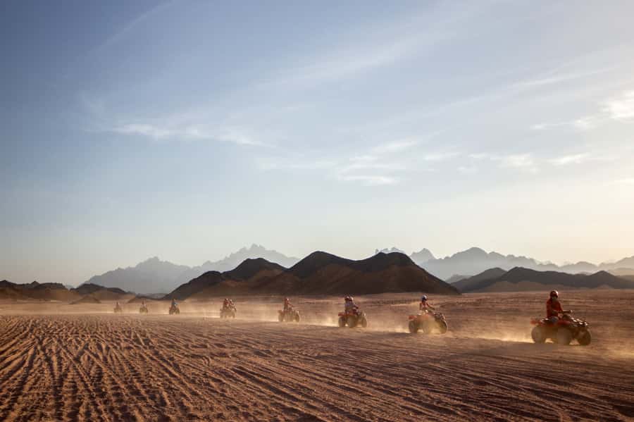 Hurghada: Desert Quad Bike Camel Ride with Optional GoPro - Sunset: Oriental dinner, live show, and stargazing