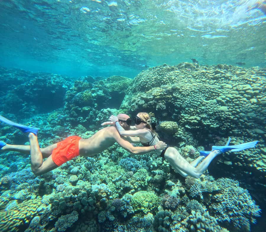 Hurghada: Orange Bay Island with breakfast, lunch & watersports - Snorkeling the Red Sea: two stops, gear included