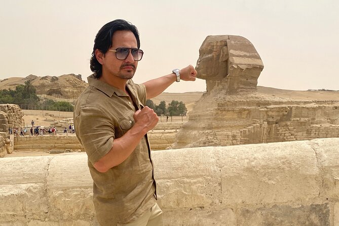 private Giza Pyramids,Sphinx and the New Grand Egyptian Museum - Great Sphinx, panoramic photo time, and the camel ride